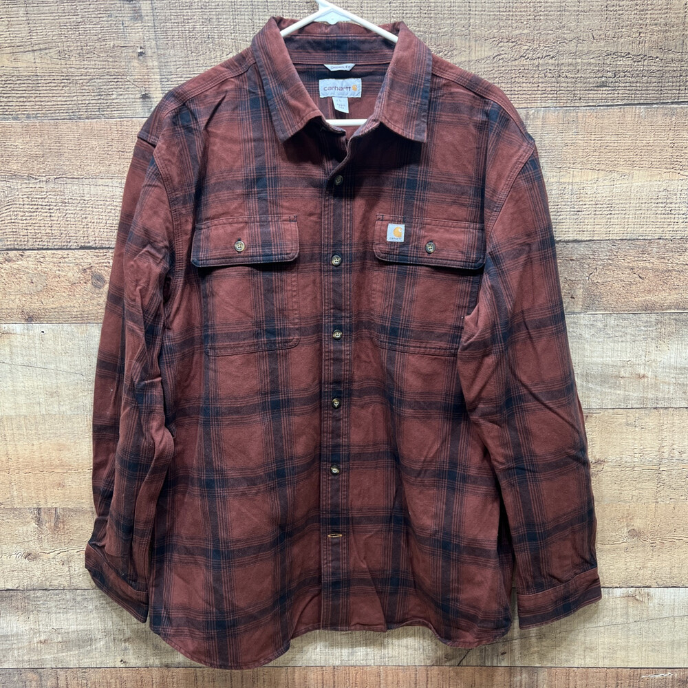 Carhartt Original Fit Mens Button Down Long Sleeve Heavy Plaid Size Large